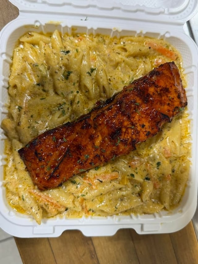 Sweet Chili Salmon Pasta.